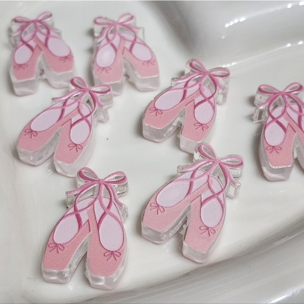 Ballerina Slippers Focal Beads 2 Pc Acrylic Beaded Pen‎ Pink Keychain Crafts